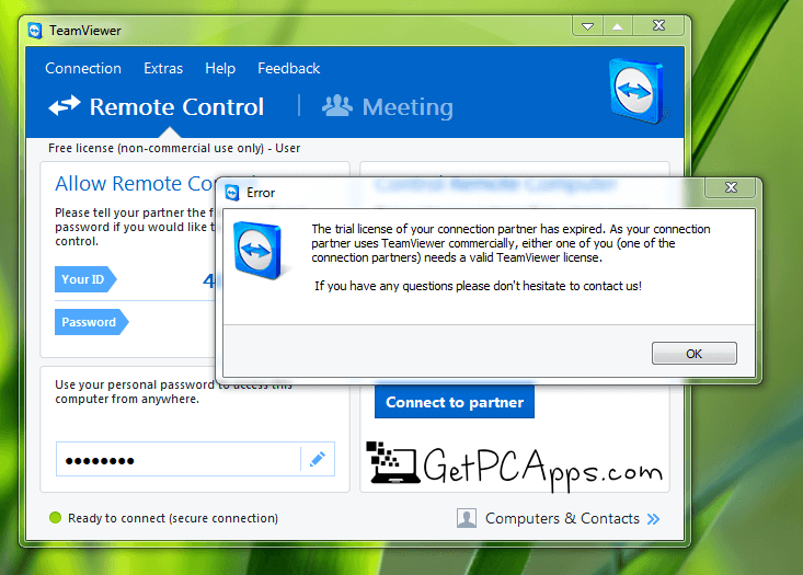 teamviewer free says trial expired