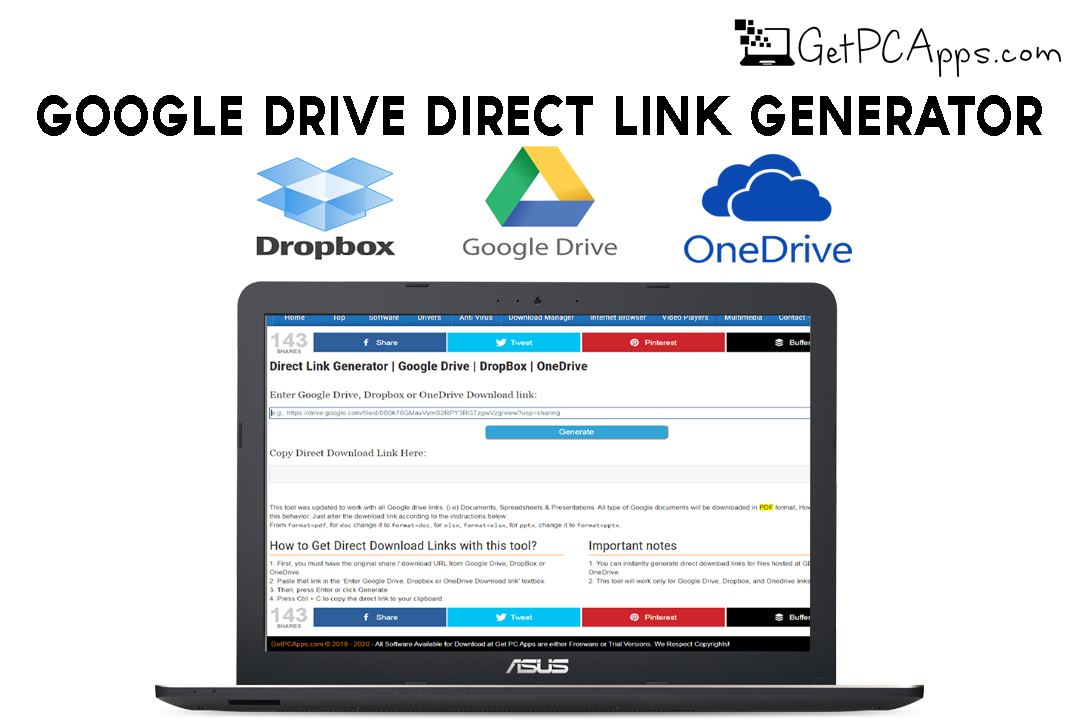 Google Drive Direct Link Generator | Dropbox, OneDrive