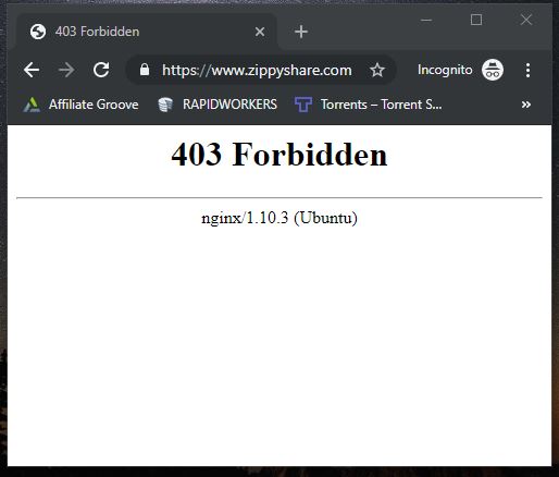 [Solved] ZippyShare Blocked “403 Forbidden” Nginx Error Fix [UK] 2022